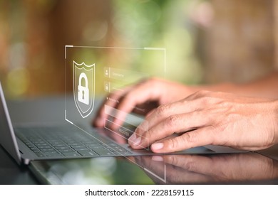 digital security unlock or encryption concept,secure login authorization,internet security,protection against cyber threats,Secure storage through cloud computing,businessman using laptop on his desk