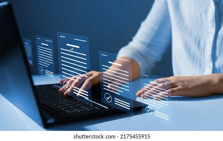 Digital signature is  future of technology.Document Management System and online documentation.Concept of electronic signature. 
 - Shutterstock ID 2175455915