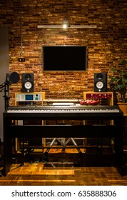Digital Sound Studio, Music Production Working Space. Modern Loft Style Interior