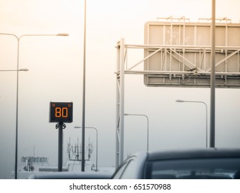 Digital Speed Limit Sign On Express Way