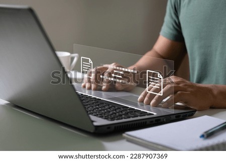 Digital system for transferring documents and files online. Data Transfer concept. File Transfer Protocol (FTP) files receiver and computer backup copy. File sharing isometric.