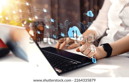 Digital system for transferring documents. FTP(File Transfer Protocol) files receiver and computer backup copy. File sharing isometric. Exchange information and data with internet cloud technology.