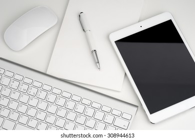 Digital Tablet Keyboard, Notebook, Pen Top View