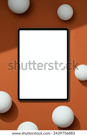Digital tablet mockup with blank copy space screen on brown background