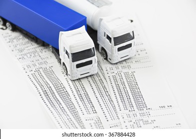 Digital tachograph printed day shift against two lorry

 - Shutterstock ID 367884428