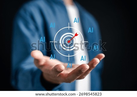 Digital target with AI artificial intelligence precision, machine learning goals, and smart technology solutions for data-driven decision making.