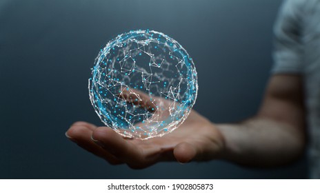 Digital technology background. Network connection dots and lines.