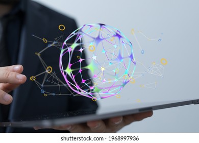 Digital technology background. Network connection dots and lines.
