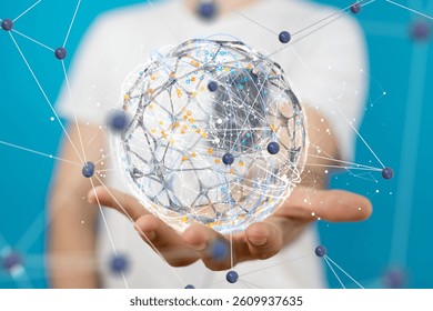 Digital technology background. Network connection dots and lines.