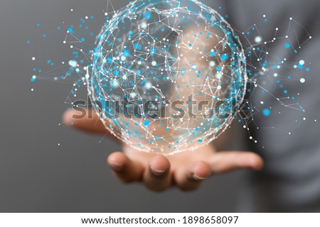 Digital technology background. Network connection dots and lines.