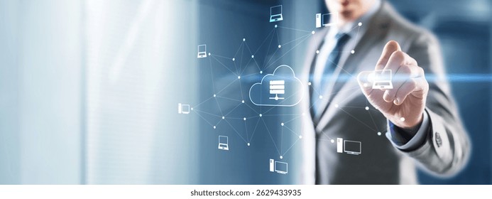 Digital technology data exchange cloud computing global business concept. Cloud computing on a virtual screen. - Powered by Shutterstock - Get 15% off with code: PIKWIZARD15