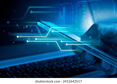 digital technology , data transformation , network security concept