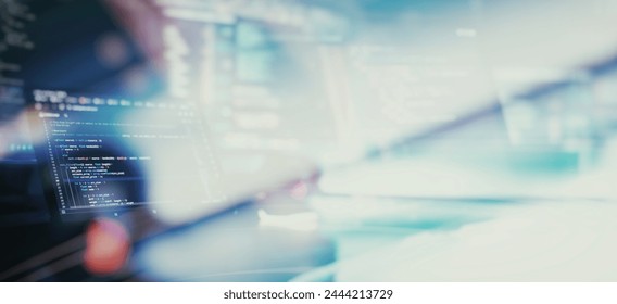 Digital technology industry concept development of programming and coding