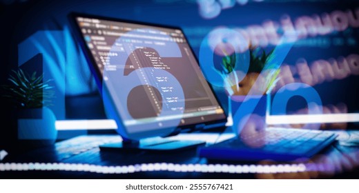 Digital technology industry concept development of programming and coding