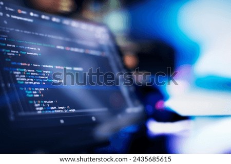 Digital technology industry concept development of programming and coding