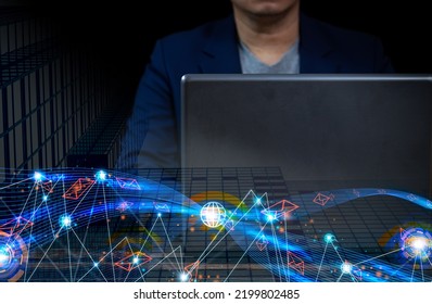 digital technology Internet Wi-Fi network connection, network, big data digital marketing Modern computer internet concept of the future, NFT is fast.
