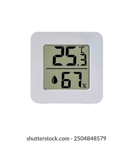 Digital thermometer. Temperature and humidity indicator. White isolated background