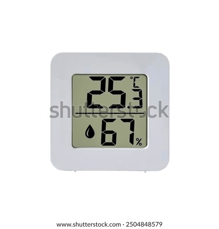 Digital thermometer. Temperature and humidity indicator. White isolated background