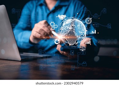 Digital transformation change management, internet of things (IoT), new technology bigdata and business process strategy, automate operation, customer service management, cloud computing globalization
