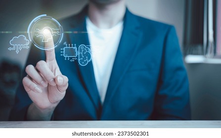 Digital transformation change management, internet of things. new technology big data and business process strategy, customer service management, cloud computing, smart industry. Ai technology. - Shutterstock ID 2373502301