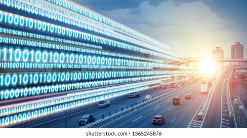 Digital transformation concept. Binary code.