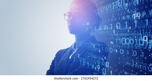 Digital Transformation Concept. Binary Code. System Engineer. Programmer.