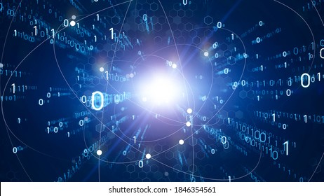 Digital transformation concept. Binary code. Programming. Quantum computer. - Shutterstock ID 1846354561