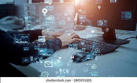 Digital transformation concept. Binary code. Programming.