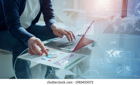 Digital transformation concept. Statistics of business. Finance chart. Financial planning. Data analysis. 