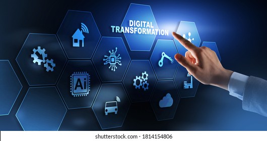 Digital Transformation and Digitalization Technology concept on Abstract Background. - Shutterstock ID 1814154806