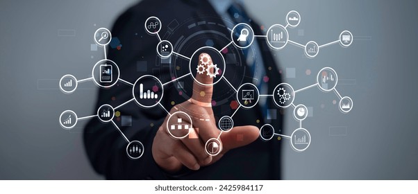 Digital Transformation and Digitalization Technology concept.Internet of things (IoT), new technology data and business process strategy, automate operation,customer service management,cloud computing