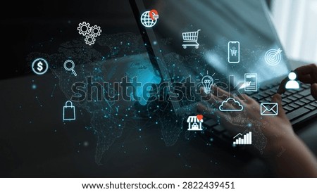Digital Transformation and E-commerce Concept with Global Connectivity and Technology Icons for Modern Business and Innovation. Entropy.