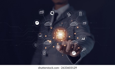 Digital transformation management and cloud computing, smart industry, AI technology