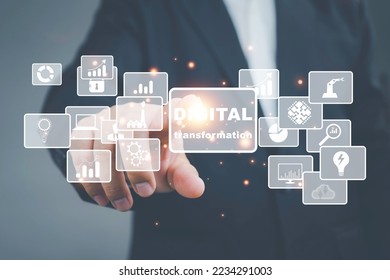 Digital transformation technology strategy, digitization and digitalization of business processes and data, optimize and automate operations, customer service management, internet and cloud computing