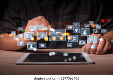 Digital transformation technology strategy, digitization and digitalization of business processes and data, optimize and automate operations, customer service management, internet and cloud computing