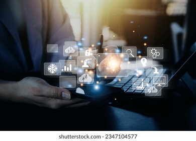 Digital transformation technology strategy, digitization and digitalization of business processes and data, optimize and automate operations, customer service management, internet and cloud computing