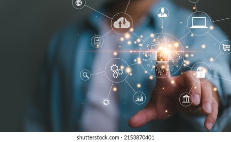 Digital transformation technology strategy, IoT, internet of things. transformation of ideas and the adoption of technology in business in the digital age, enhancing global business capabilities. Ai	 - Shutterstock ID 2153870401