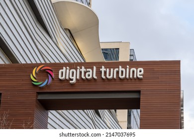 Digital Turbine Sign At Its  Headquarters In Austin. Digital Turbine Delivers A Mobile Services Platform That Works With Mobile Operators And Third-party Publishers. 