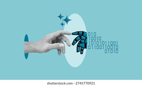 Digital twin, artificial intelligence, virtual human replica concept, AI simulation and digital identity, machine learning and neural network technology, human and robot interaction, generative AI - Powered by Shutterstock - Get 15% off with code: PIKWIZARD15