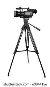 The Digital Video Camera On The Tripod