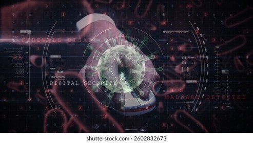 Digital virus concept with cybersecurity elements and malware warnings on screen. hacking, antivirus, threat, protection, software