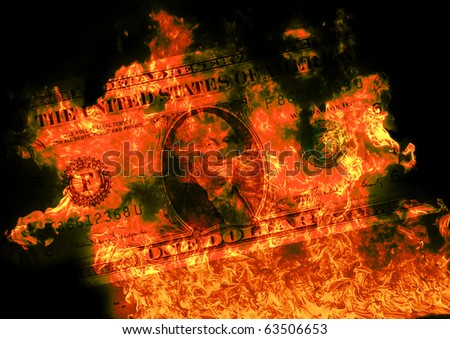 Digital visualization of a burning dollars