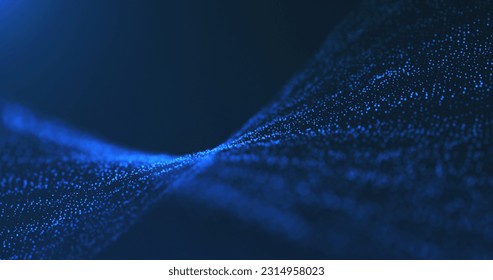 Digital wave with many dots and particles. Abstract dynamic wave background. Technology or science banner