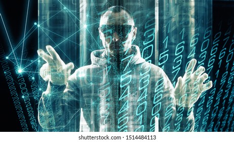 Digital world neural network algorithm digital transformation, cyber security concept