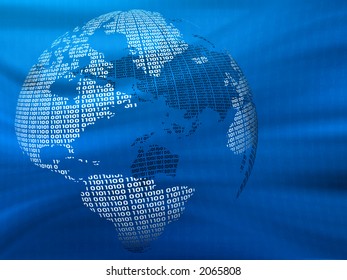Digital world on a blue background