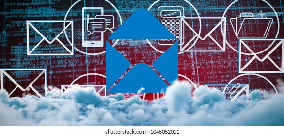 Digitally composite image of storm clouds against various sign