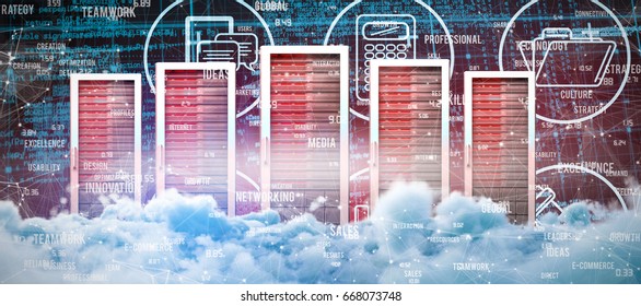 Digitally composite image of storm clouds  against various sign