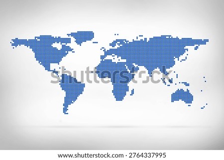 Digitally generated blue world map on white background