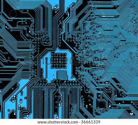 Digitally Generated Image of blue computer circuitboard