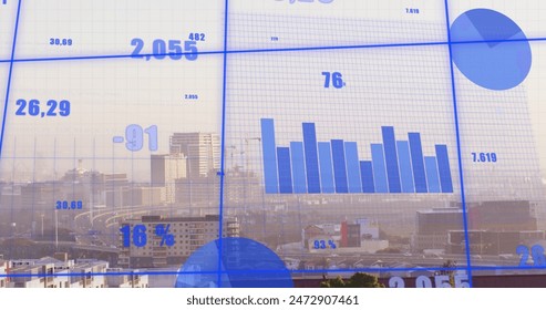 A digitally generated image of financial data processing on a transparent background. Global business finances and data processing concept digitally generated image.